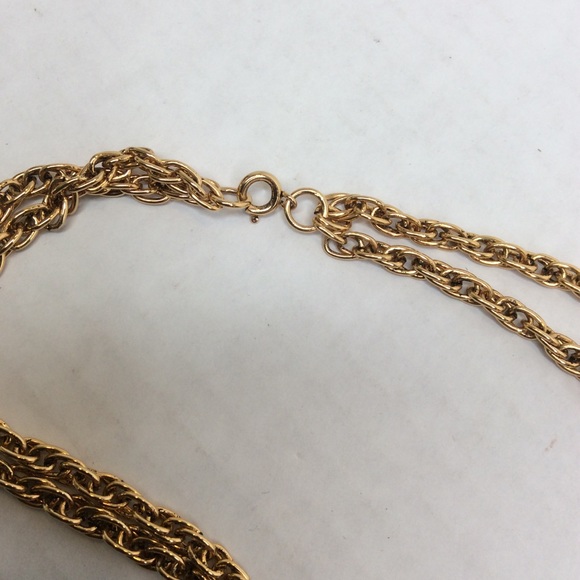 Vintage Faux Turquoise & Gold Plated Necklace Squash Blossom Style 70 s Vintage - Picture 6 of 13